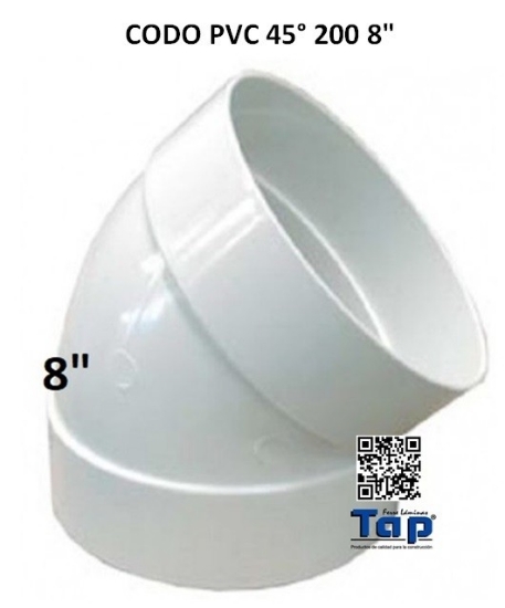 Imagen de CODO PVC 45° 200 8"