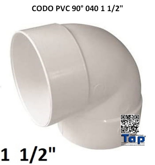 Imagen de CODO PVC 90° 040 1 1/2"