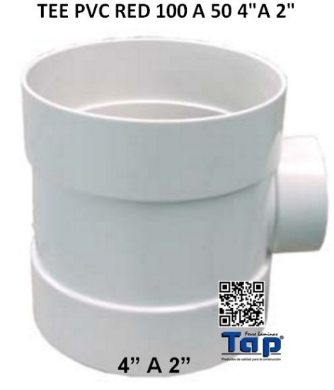 Imagen de TEE PVC RED 100 A 50 4"A 2"