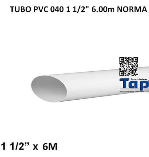 Imagen de TUBO PVC 040 1 1/2" 6.00m NORMA