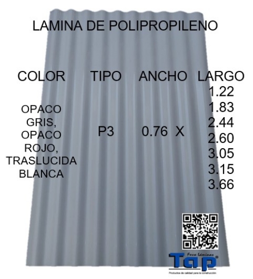 Imagen de LAMINA DE POLIPROPILENO P3