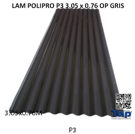 Imagen de LAM POLIPRO P3 3.05 x 0.76 OP GRIS