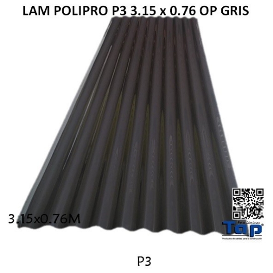 Imagen de LAM POLIPRO P3 3.15 x 0.76 OP GRIS