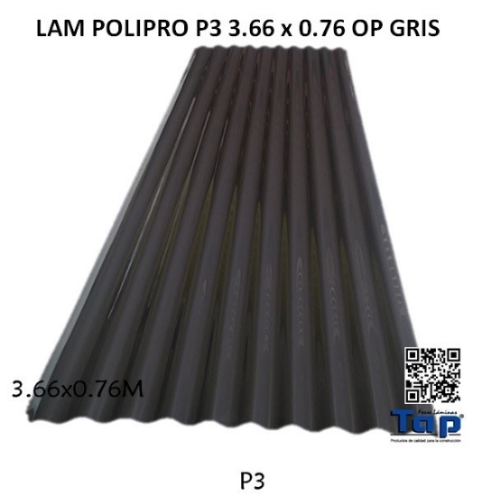 Imagen de LAM POLIPRO P3 3.66 x 0.76 OP GRIS