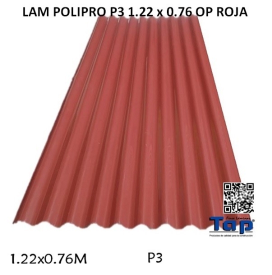 Imagen de LAM POLIPRO P3 1.22 x 0.76 OP ROJA