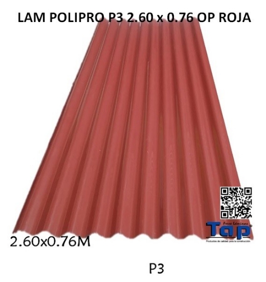 Imagen de LAM POLIPRO P3 2.60 x 0.76 OP ROJA