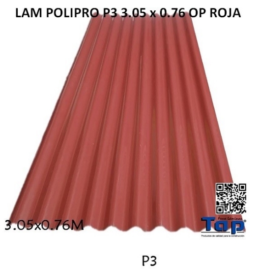 Imagen de LAM POLIPRO P3 3.05 x 0.76 OP ROJA