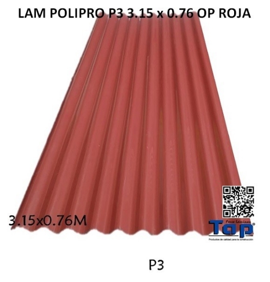 Imagen de LAM POLIPRO P3 3.15 x 0.76 OP ROJA
