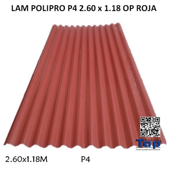 Imagen de LAM POLIPRO P4 2.60 x 1.18 OP ROJA