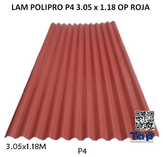 Imagen de LAM POLIPRO P4 3.05 x 1.18 OP ROJA
