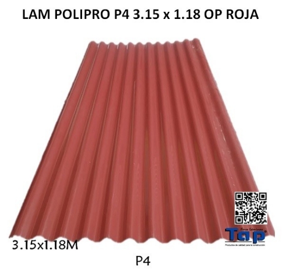 Imagen de LAM POLIPRO P4 3.15 x 1.18 OP ROJA