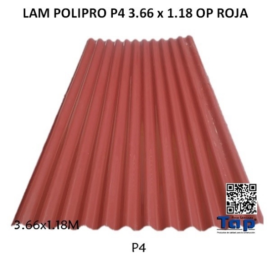 Imagen de LAM POLIPRO P4 3.66 x 1.18 OP ROJA