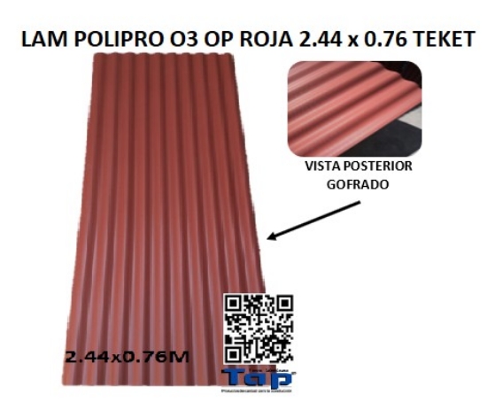 Imagen de LAM POLIPRO O3 OP ROJA 2.44x0.76 TEKET