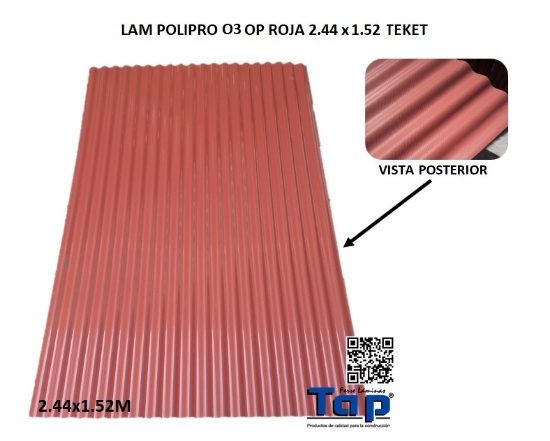 Imagen de LAM POLIPRO O3 OP ROJA 2.44 x 1.52 TEKET