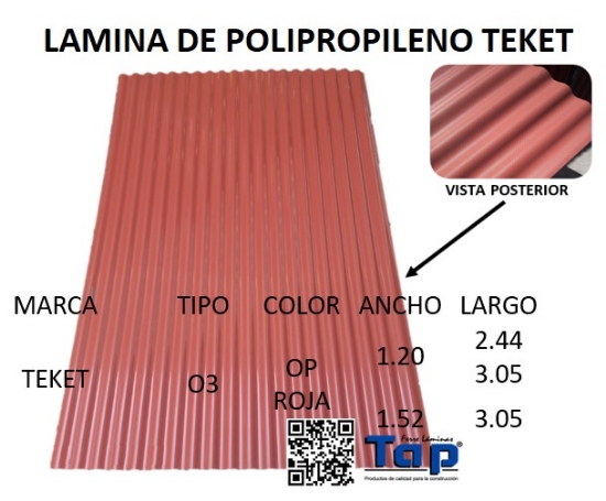 Imagen de LAMINA DE POLIPROPILENO T O3