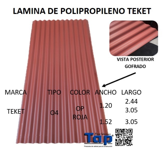 Imagen de LAMINA DE POLIPROPILENO T O4