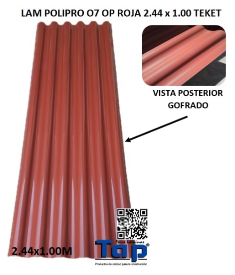 Imagen de LAM POLIPRO O7 OP ROJA 2.44 x 1.00 TEKET