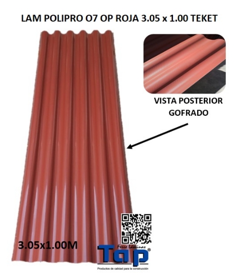 Imagen de LAM POLIPRO O7 OP ROJA 3.05 x 1.00 TEKET