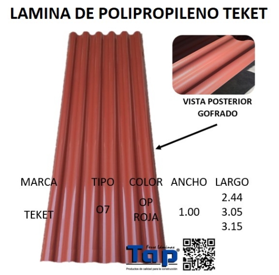 Imagen de LAMINA DE POLIPROPILENO T O7