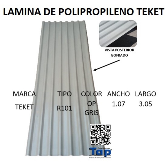 Imagen de LAMINA DE POLIPROPILENO T R101 OP GRIS