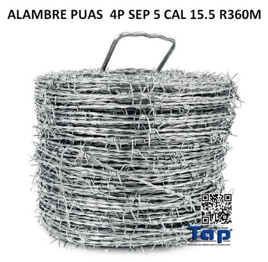 Imagen de ALAMBRE PUAS  4P SEP 5 CAL 15.5 R360M