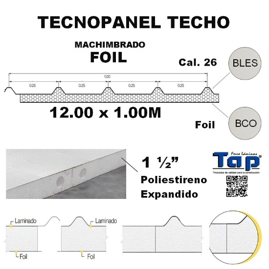 Imagen de TEC CUB 038I  1 1/2" FOIL AC26 BLES FOIL BLANCO 12.00X1.