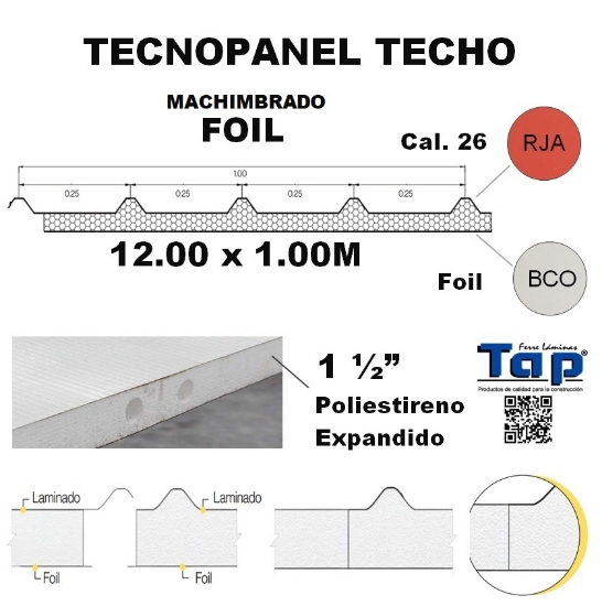Imagen de TEC CUB 038I  1 1/2" FOIL AC26 RJA FOIL BLANCO 12.00X1.