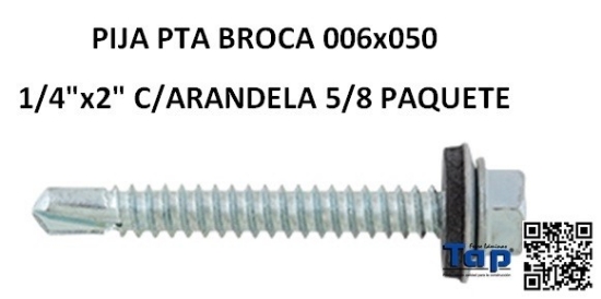 Imagen de PIJA PTA BROCA 006x050   1/4"x2" C/ARANDELA 5/8 PAQUETE