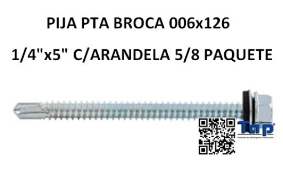 Imagen de PIJA PTA BROCA 006x126   1/4"x5" C/ARANDELA 5/8 PAQUETE