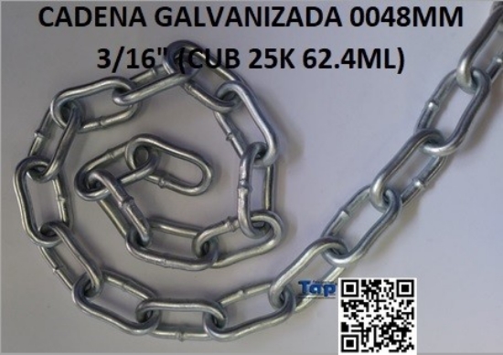 Imagen de CADENA GALVANIZADA 004.8MM 3/16" (CUB 25K 62.4ML)
