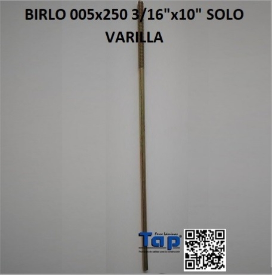 Imagen de BIRLO 005x250 3/16"x10" SOLO VARILLA