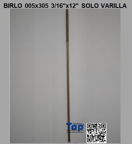 Imagen de BIRLO 005x305 3/16"x12" SOLO VARILLA