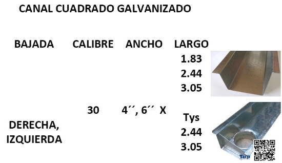 Imagen de CANAL CUADRADO GALVANIZADO