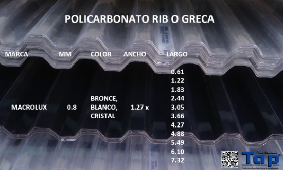 Imagen de POLICARBONATO RIB Y SOLIDO MEDIDAS