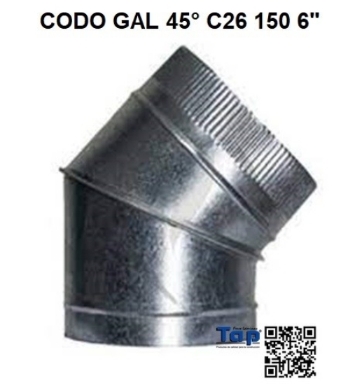 Imagen de CODO GAL 45° C26 150 6"