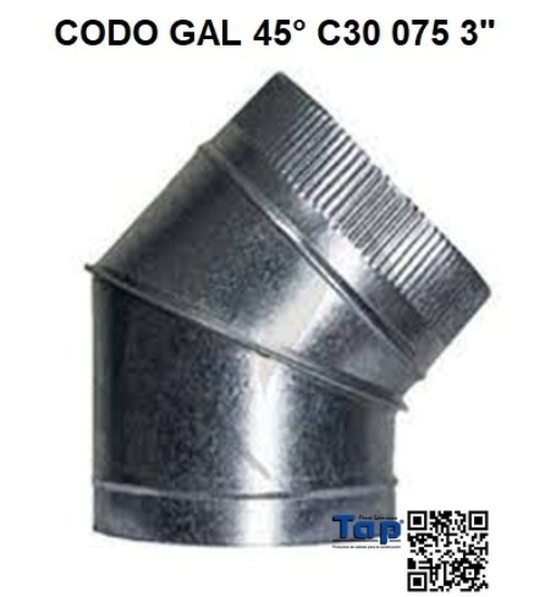 Imagen de CODO GAL 45° C30 075 3"