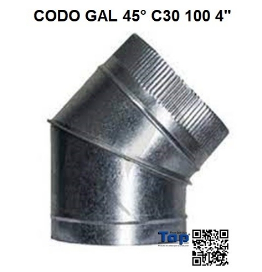 Imagen de CODO GAL 45° C30 100 4"