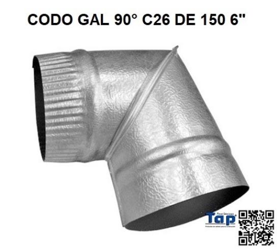 Imagen de CODO GAL 90° C26 DE 150 6"