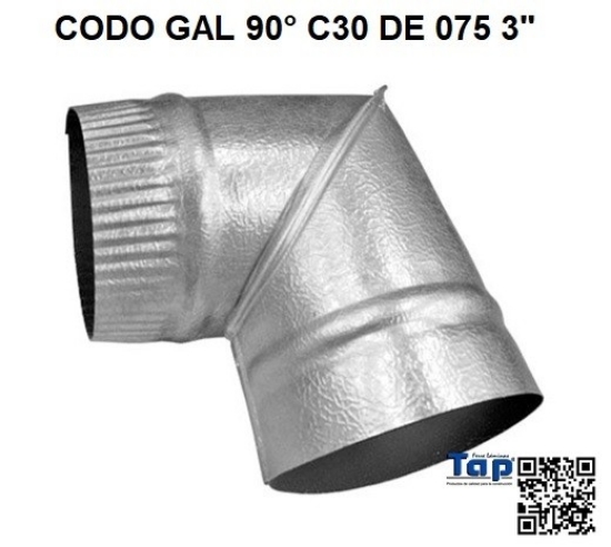 Imagen de CODO GAL 90° C30 DE 075 3"