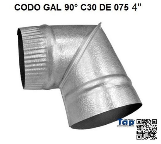 Imagen de CODO GAL 90° C30 DE 100 4"