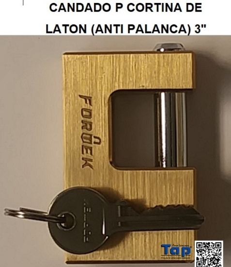 Imagen de CANDADO P CORTINA DE LATON (ANTI PALANCA) 3"