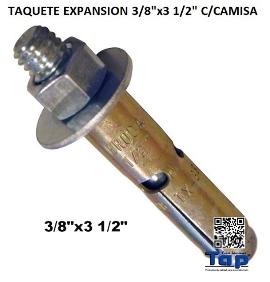 Imagen de TAQUETE EXPANSION 3/8"x3 1/2" C/CAMISA