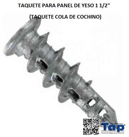 Imagen de TAQUETE PARA PANEL DE YESO 1 1/2"  (TAQUETE COLA DE COCHINO)