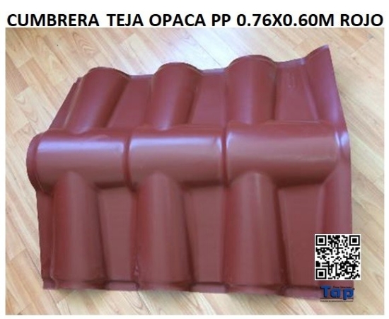 Imagen de CUMBRERA TEJA OPACA PP 0.76X0.60M ROJO