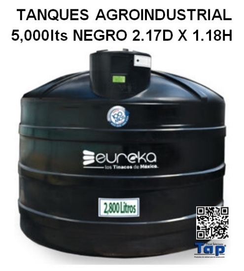 Imagen de TANQUES AGROINDUSTRIAL   2,800lts NEGRO 1.61D X 1.51H