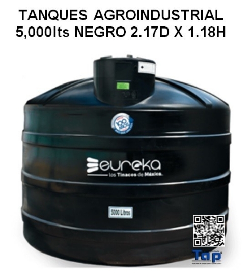 Imagen de TANQUES AGROINDUSTRIAL   5,000lts NEGRO 2.17D X 1.18H