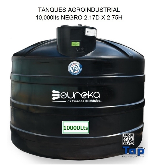Imagen de TANQUES AGROINDUSTRIAL 10,000lts NEGRO 2.17D X 2.75H
