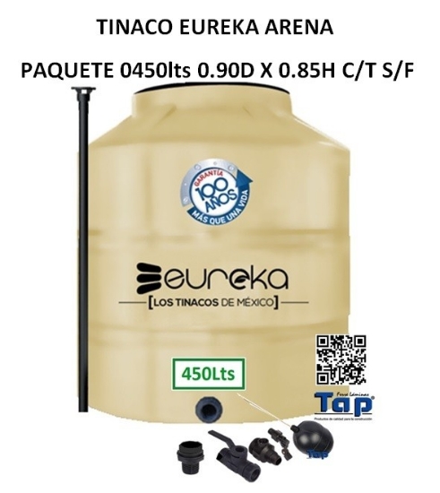 Imagen de TINACO EUREKA ARENA  PAQUETE 0450lts 0.90D X 0.85H C/T S/F