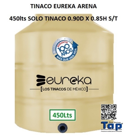 Imagen de TINACO EUREKA ARENA  450lts SOLO TINACO 0.90D X 0.85H S/T
