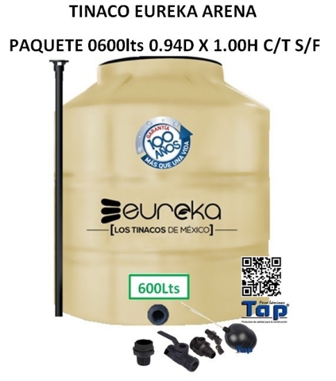 Imagen de TINACO EUREKA ARENA  PAQUETE 0600lts 0.94D X 1.00H C/T S/F